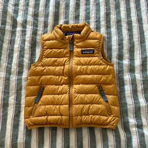 Patagonia Baby Down Sweater Vest | Gold and Slate Blue | 12-18 months